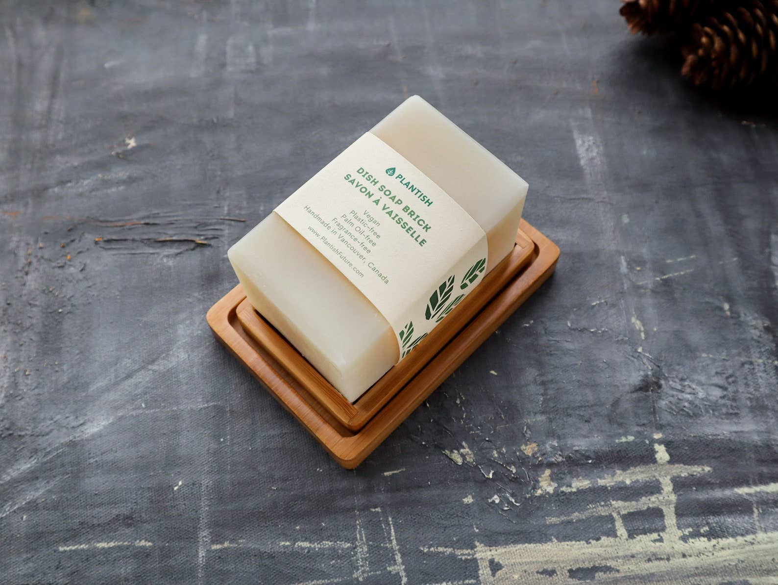 Porte-savon en bambou double couche