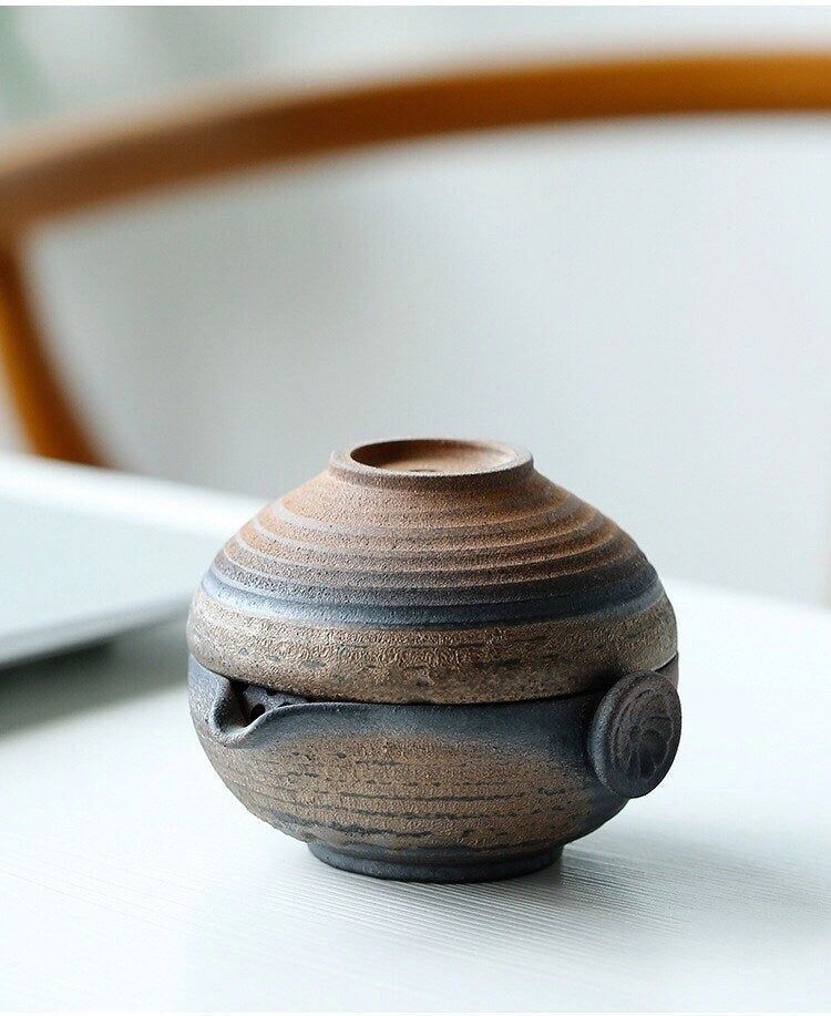 Service à thé Gaiwan en céramique fait à la main (version haute)