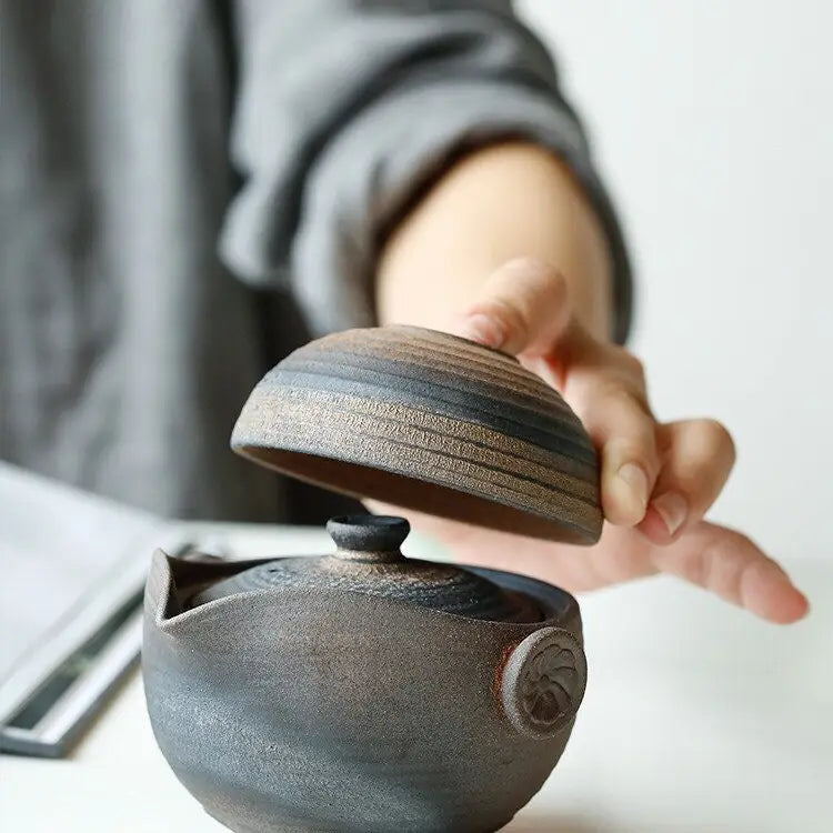 Service à thé Gaiwan en céramique fait à la main (version haute)