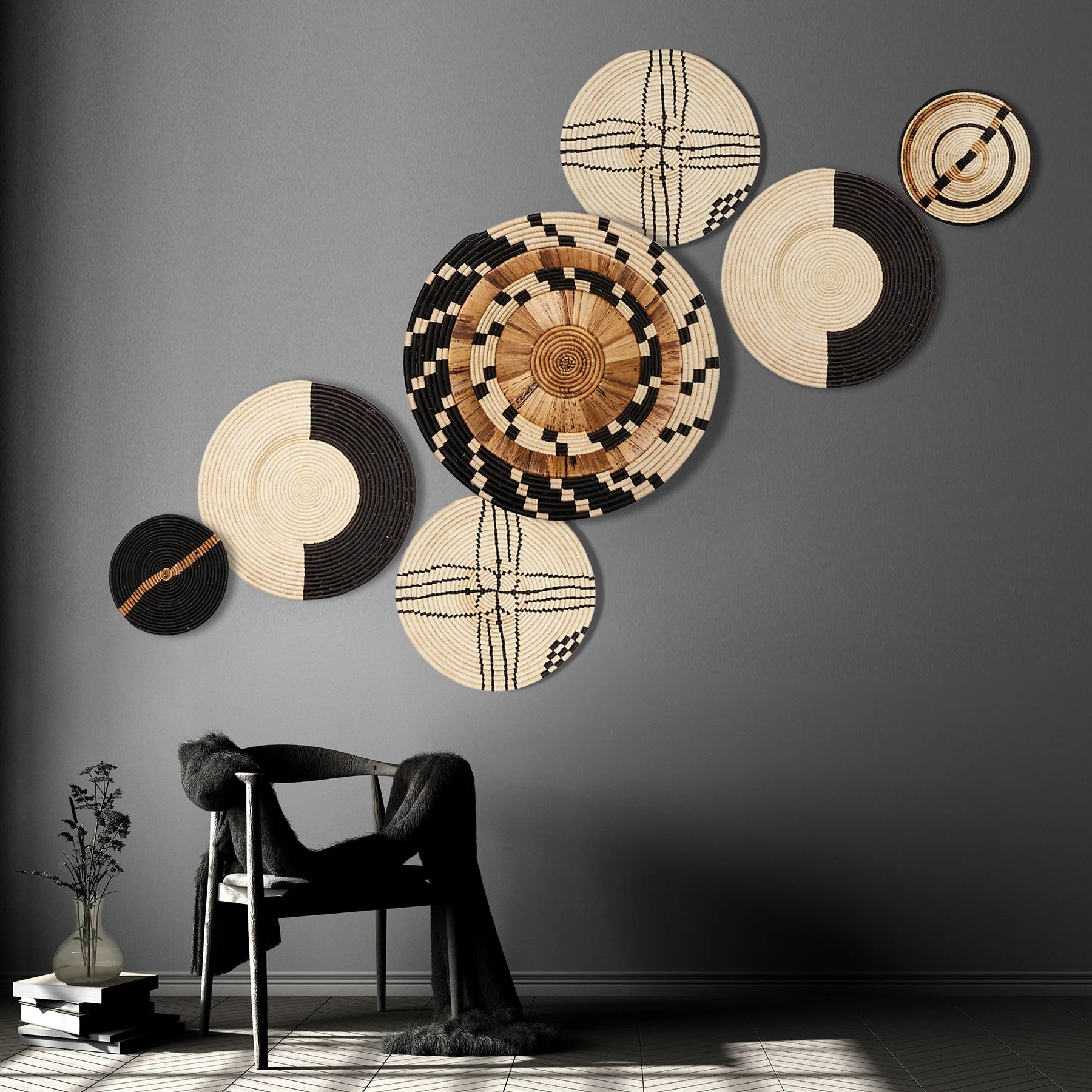 Modern Deep Bowl - 31" Checkered Banana Bark