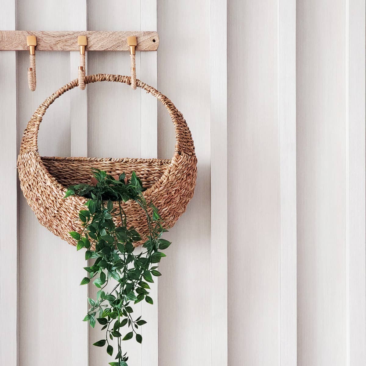 Panier suspendu mural en osier tissé à la main l Jardinière suspendue Savar