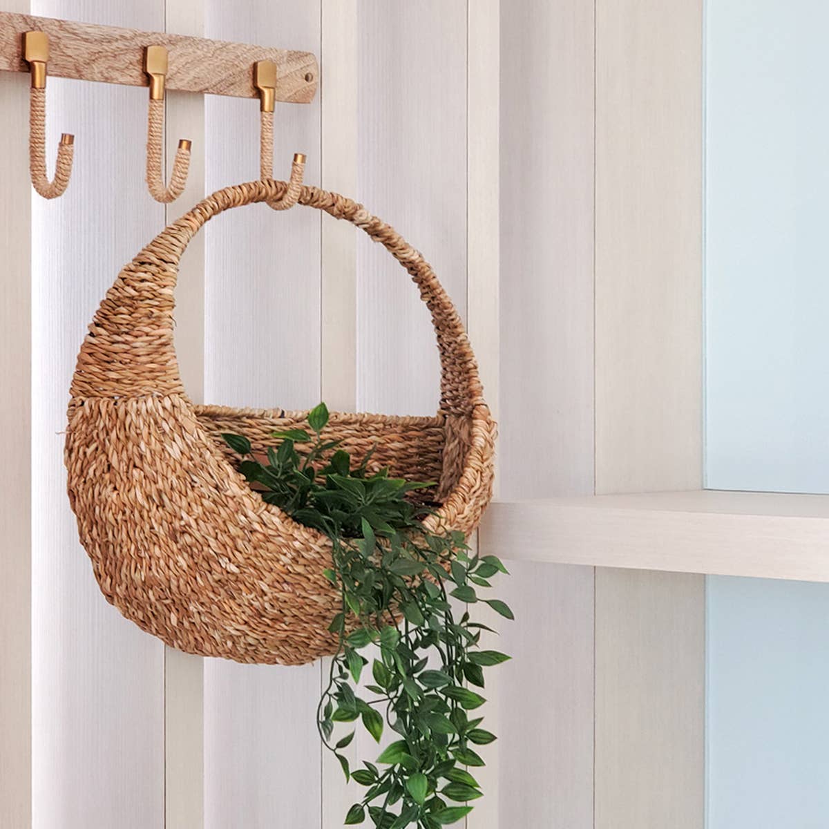 Panier suspendu mural en osier tissé à la main l Jardinière suspendue Savar